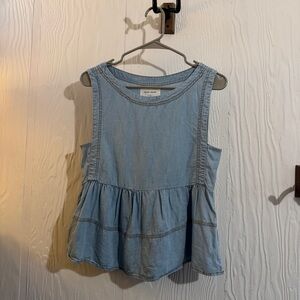 Dear John Light Blue Denim Peplum Blouse
